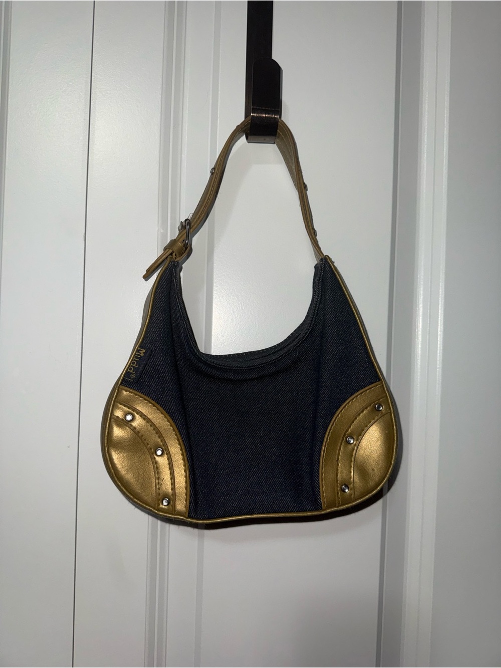 Mudd Vintage Y2K Black and Gold Mini Shoulder Bag